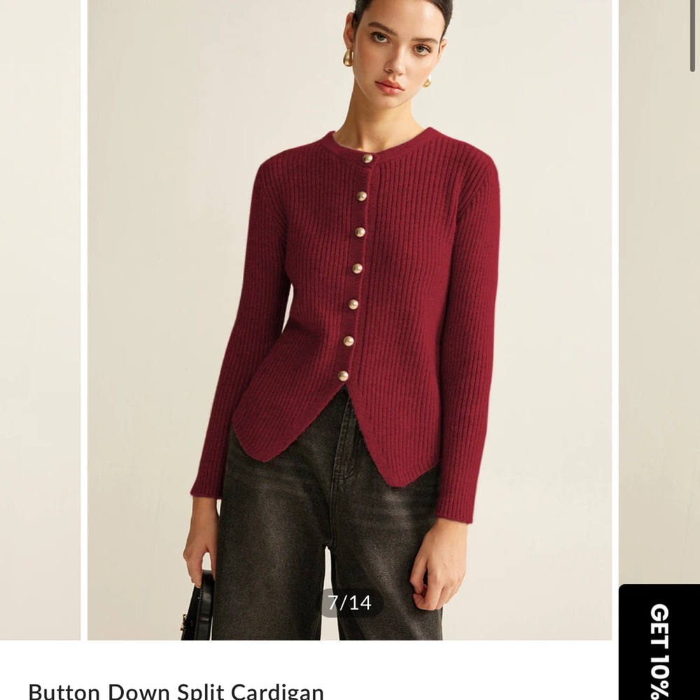 Elegant Burgundy Button-Down Cardigan